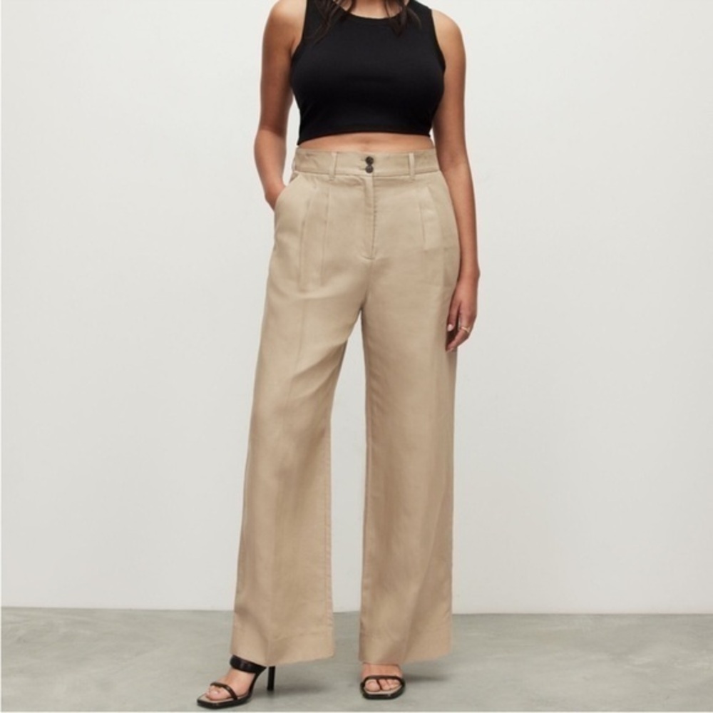 NWT Petra Linen Blend Wide Leg Pants Size 8